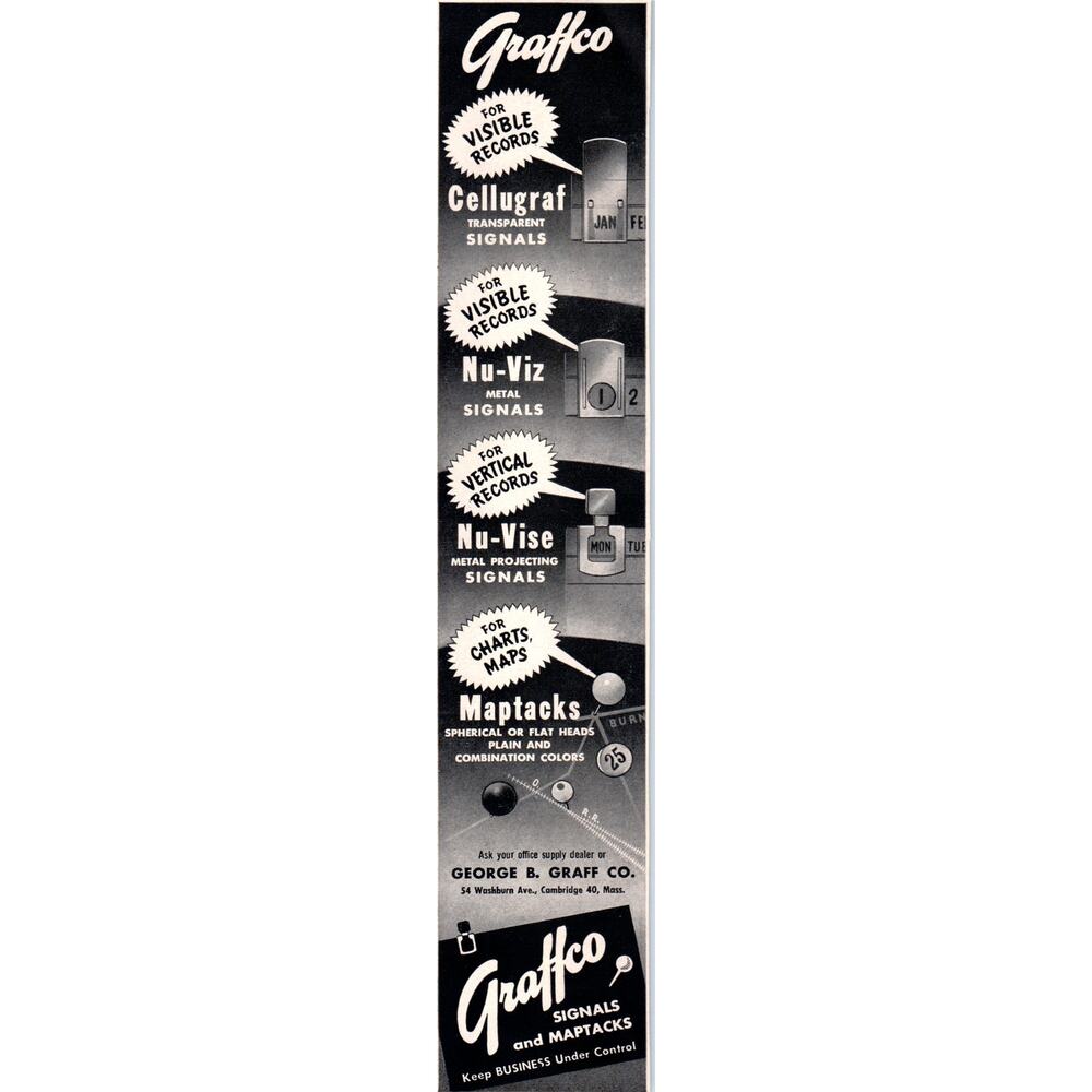 Graffco Signals and Maptacks George B. Graff Cambridge MA 1951 Magazine Ad D17 - Picture 1 of 2